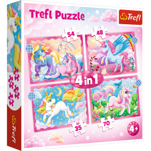 PUZZLE 4W1 JEDNOROŻCE I MAGIA TREFL 34389