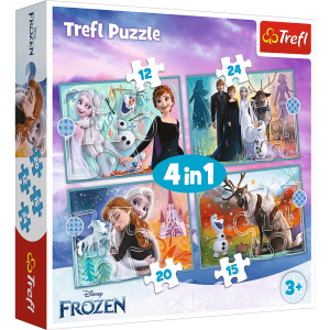 PUZZLE 4W1 NIEZWYKŁY ŚWIAT FROZEN TREFL 34381