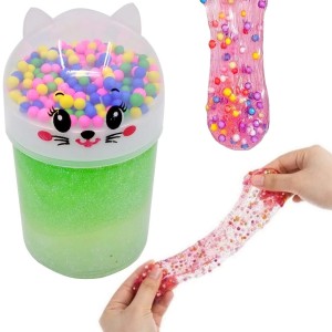 SLIME MASA PLASTYCZNA ŻELOWA ROZCIĄGLIWA MIŚ Z KULKAMI GLUTEK