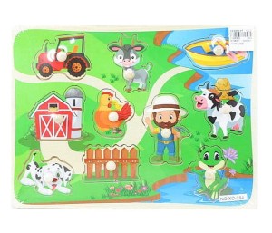 EDUKACYJNE DREWNIANE PUZZLE UKŁADANKA FARMA ZOO