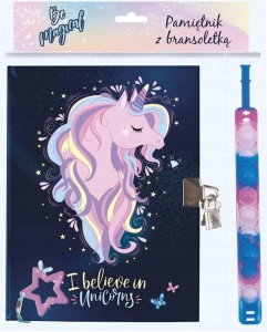 PAMIĘTNIK JEDNOROŻEC Z KŁÓDKĄ + BRANSOLETKA POPIT PKBJR13