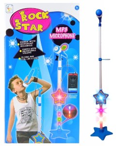MIKROFON NA STATYWIE MP3 ŚWIATŁO DŹWIĘK KARAOKE