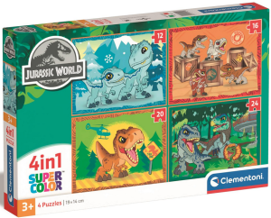 PUZZLE 4W1 JURASSIC WORLD 21521 CLEMENTONI