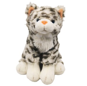 PLUSZOWY KOT W SZARE PASKI