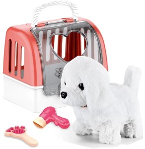 PIESEK INTERAKTYWNY W DOMKU Z DŹWIĘKIEM CHODZI I SZCZEKA + AKCESORIA 