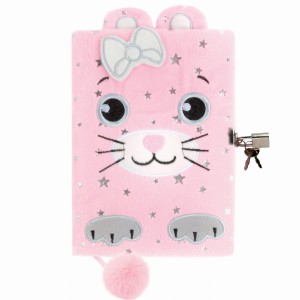 PAMIĘTNIK PLUSZOWY Z KŁÓDKĄ KOT DERFORM PPZKK