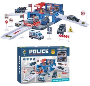 PARKING GARAŻ POLICJA AUTKA METALOWE SAMOCHODY + NAKLEJKI DO ZDOBIENIA