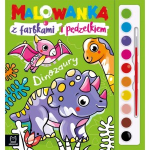 MALOWANKA Z FARBAMI I PĘDZLEM DINOZAURY AKSJOMAT