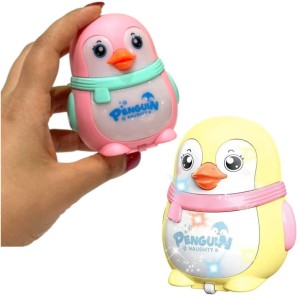 PINGWIN NA NACIĄG ŚWIECĄCY KOLOROWY SENSORYCZNY 9 CM