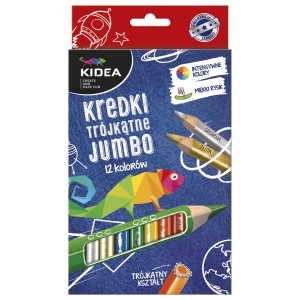 KREDKI TRÓJKĄTNE GRUBE 12 KOLORÓW KIDEA KTG12KA