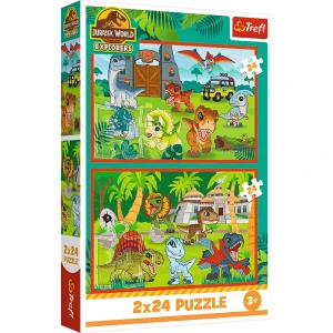 PUZZLE 2X24 EL PARK JURAJSKI MAŁE DINOZAURY TREFL 34437