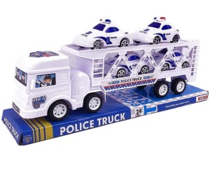 AUTO LAWETA POLICJA DUŻA CIĘŻARÓWKA Z SAMOCHODAMI AUTAMI TIR 32CM