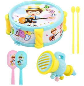 INSTRUMENTY MUZYCZNE SENSORYCZNE MALUCHA BĘBENEK + GRZECHOTKI KOLORY