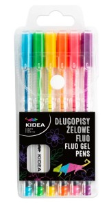 DŁUGOPISY ŻELOWE FLUO 6 KOLORÓW DZFA6KA KIDEA
