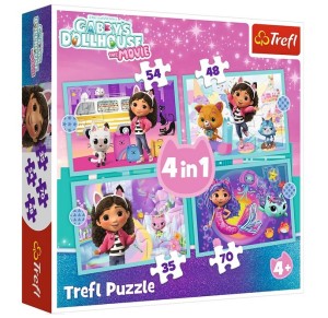 PUZZLE 4W1 KOCI DOMEK GABBY WIELKA PRZYGODA GABBY 34670 TREFL