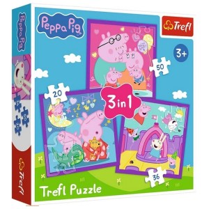 PUZZLE 3W1 PEPPA PIG ZWYCZAJE ŚWINKI PEPPY 34893 TREFL