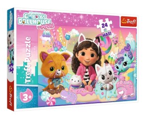 PUZZLE 24 ELEMRNTY MAXI KOCI DOMEK GABI KOCI ŚWIAT GABBY 14381 TREFL
