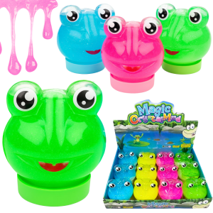 SLIME ŻABKA Z BROKATEM MASA PLASTYCZNA ROCIĄGLIWA GLUTEK