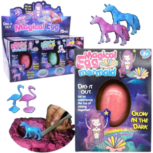 SKAMIENIAŁOŚCI FLUO WYKOPALISKA ARCHEOLOG FLAMING SYRENKA JEDNOROŻEC JAJKO