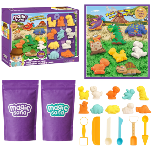 MAGICZNY PIASEK KINETYCZNY 500G ZESTAW 2 KOLORY + FOREMKI + AKCESORIA