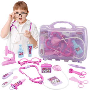 LEKARZ MAŁY DOKTOR W WALIZCE KUFEREK DOKTORA RÓŻOWY AKCESORIA