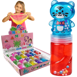SLIME MIŚ TYGRYSEK Z KULECZKAMI KOLOROWY MASA ŻELOWA PLASTYCZNA GLUTEK
