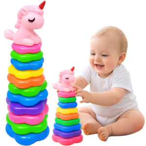 PIRAMIDKA 12 EL SORTER SENSORYCZNA UKŁADANKA EDUKACYJNA JEDNOROŻEC KONIK