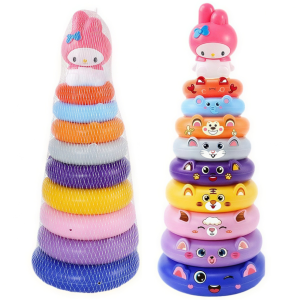 DUŻA PIRAMIDKA KRÓLICZEK KOLOROWA 10EL SORTER UKŁADANKA EDUKACYJNA