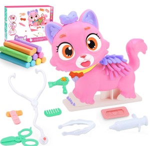 MASA PLASTYCZNA KOTEK + AKCESORIA WYCISKARKA CIASTOLINA ZESTAW KREATYWNY