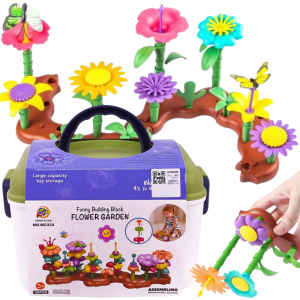 KLOCKI W KUFERKU KREATYWNE KWIATY BUDOWANIE OGRODU OGRÓDEK 56EL