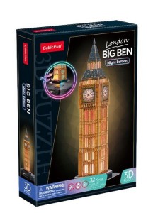 PUZZLE 3D LED 32 ELEMENTÓW BIG BEN WERSJA NOCNA L537H CUBIC FUN 