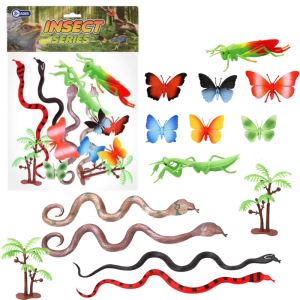 INSEKTY I WĘŻE MOTYLE OWADY FIGURKI GUMOWE 14EL