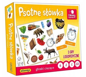 TRZY GRY LOGOPEDYCZNE PSOTNE SŁÓWKA GŁOSKI CISZĄCE 7301 ADAMIGO