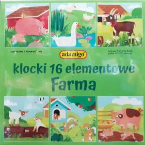 KLOCKI KWADRATOWE 16 ELEMENTÓW FARMA 4980 ADAMIGO