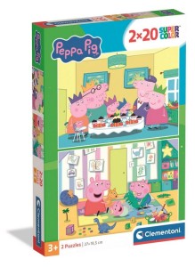PUZZLE 2 X 20 ELEMENTÓW PEPPA PIG ŚWINKA PEPPA 24831 CLEMENTONI
