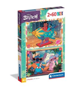 PUZZLE 2 X 60 DISNEY STITCH SUPER COLOR 24822 CLEMENTONI