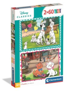 PUZZLE 2 X 60 DISNEY CLASSIC 101 DALMATYŃCZYKÓW I ARYSTOKRACI 24836 CLEMENTONI
