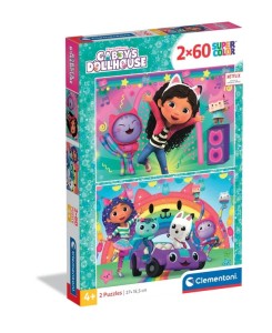 PUZZLE 2 X 60 ELEMENTÓW GABBYS DOLLHOUSE KOCI DOMEK GABI 24819 CLEMENTONI