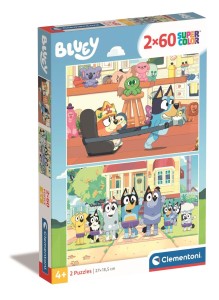 PUZZLE 2 X 60 BLUEY SUPER COLOR 24813 CLEMENTONI