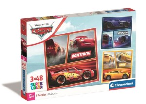 PUZZLE 3 X 48 ELEMENTÓW SQUARE CARS AUTA 25305 CLEMENTONI