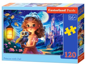 PUZZLE 120 ELEMENTÓW PRINCESS WITH OWL KSIĘŻNICZKA I SOWA B-13593-1 CASTORLAND