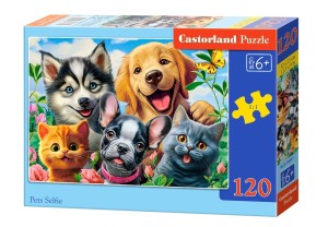 PUZZLE 120 ELEMENTÓW PETS SELFIE SELFIE ZWIERZĄT B-13609-1 CASTORLAND