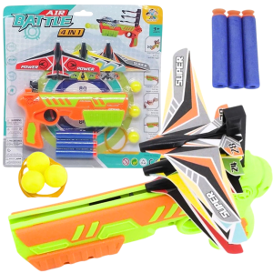 PISTOLET WYRZUTNIA SAMOLOTÓW GRA Z SAMOLOTAMI KULKAMI I NABOJAMI PIANKOWYMI