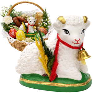 BARANEK WIELKANOCNY DO KOSZYCZKA STROIKA DEKORACJI FIGURKA OZDOBA WIELKANOC