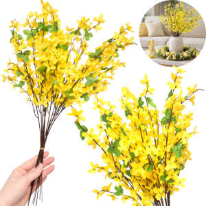 SZTUCZNY KWIAT BUKIET DUŻA FORSYCJA 12 GAŁĄZEK 51CM WIOSENNY WIELKANOC