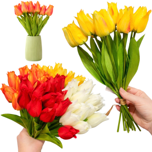 SZTUCZNY KWIAT BUKIET WIOSENNY TULIPAN WIĄZANY 12SZT 36CM WIELKANOC ŚWIĘTA