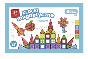 KLOCKI MAGNETYCZNE 34 ELEMENTY DO BUDOWANIA 3D 1-24 SP85384 HAPPY KIDDO