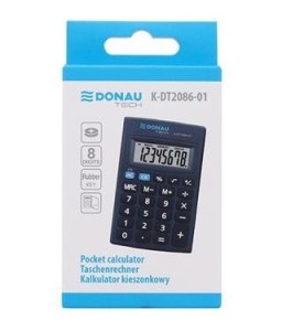 KALKULATOR KIESZONKOWY CZARNY 8 CYFROWY WYŚWIETLACZ 2086-01 DONAU TECH 