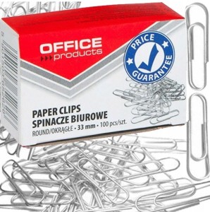 SPINACZE BIUROWE OKRĄGŁE 33 MM SREBRNE 100 SZTUK 18083315-19 OFFICE PRODUCTS