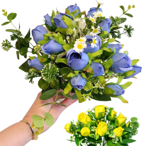 SZTUCZNE KWIATY BUKIET RÓŻ GĘSTY RÓŻE 40CM KOMPOZYCJA STROIK KOLORY